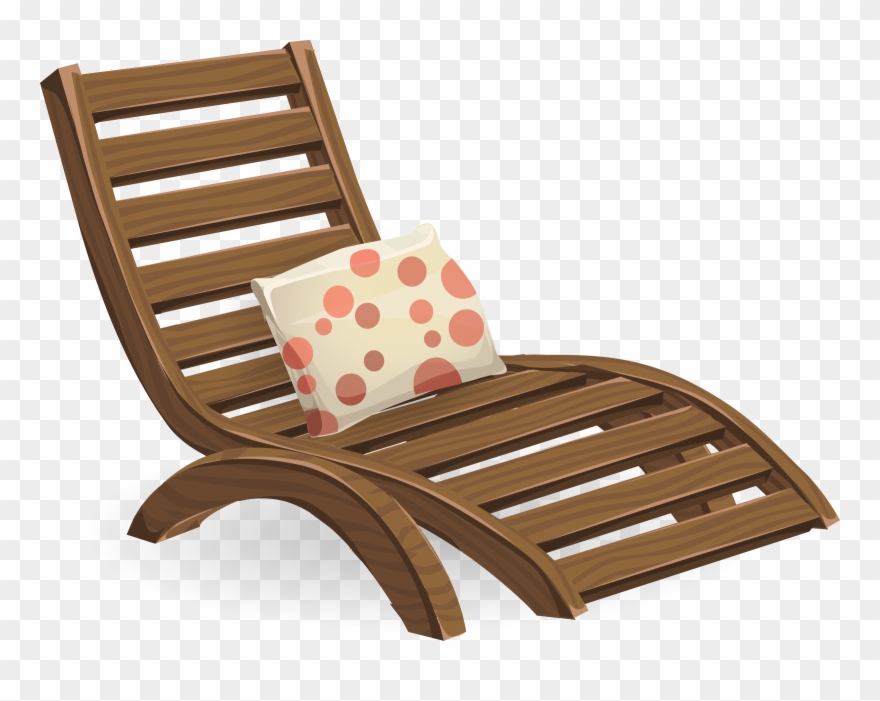 Deck Chair Clip Art - Wooden Lawn Chair Clipart - Png Download