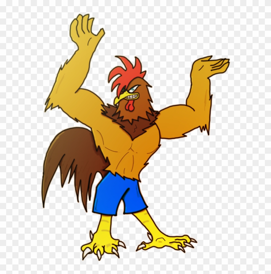 Transparent Rooster Muscle - Chicken Cartoon Png Muscular Clipart