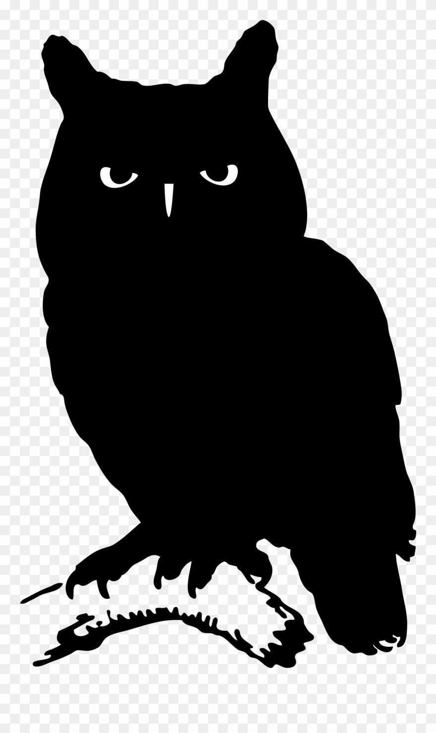 Owl Silhouette Png Clip Art Black And White - Screech Owl Silhouette Transparent Png