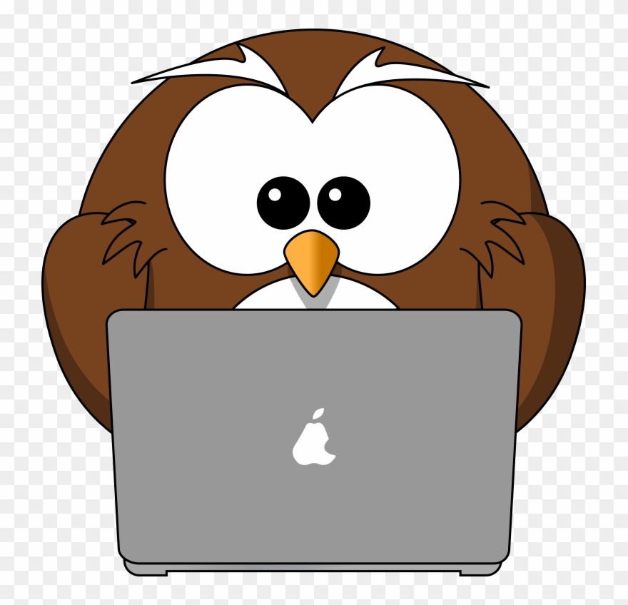 Cartoon Owl Clipart Jpg - Cartoon Owl On Computer - Png Download