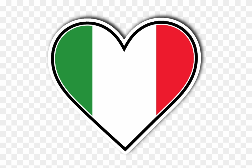 Italian Flag Heart Vinyl Die Cut Sticker - Heart Clipart