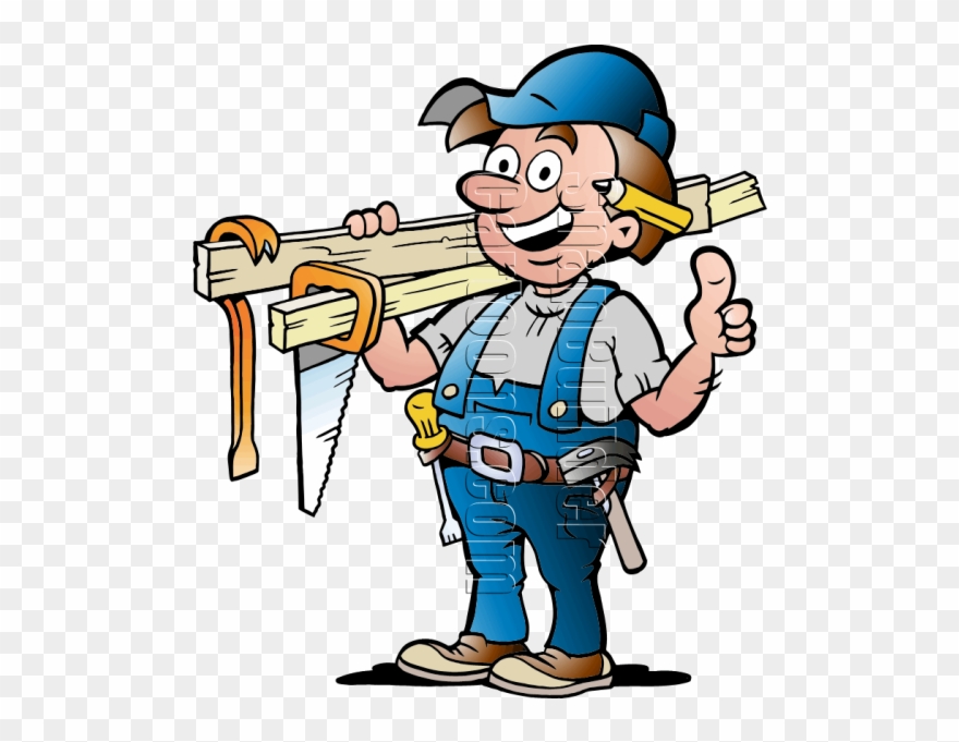 Handyman With Carpentry Tools - Cartoon Picture Of A Carpenter Clipart