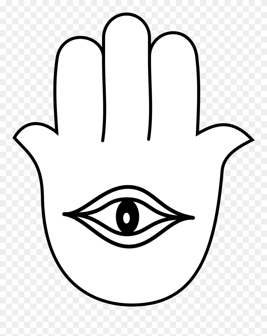 Hamsa Hand Outline With Eye Clipart
