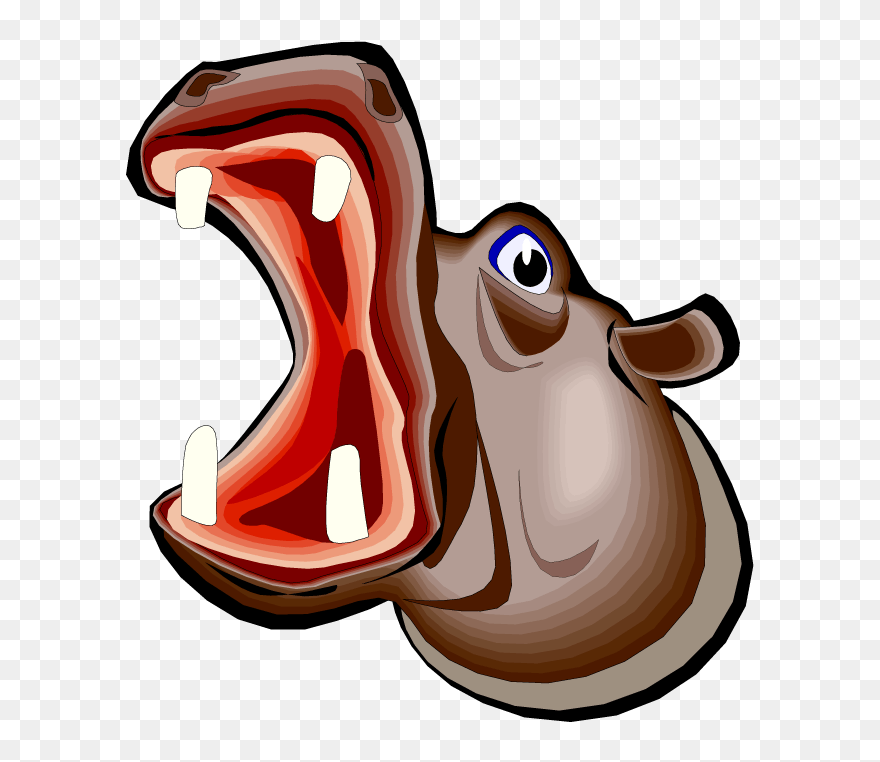 M - Hippo Open Mouth Cartoon Clipart