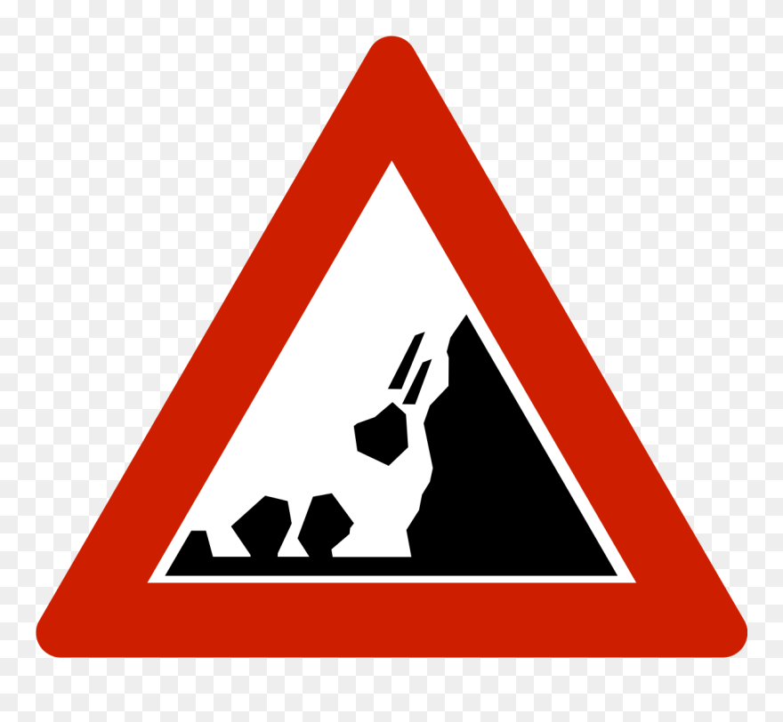 Transparent Dirt Road Clipart - Falling Rocks Ahead Sign - Png Download