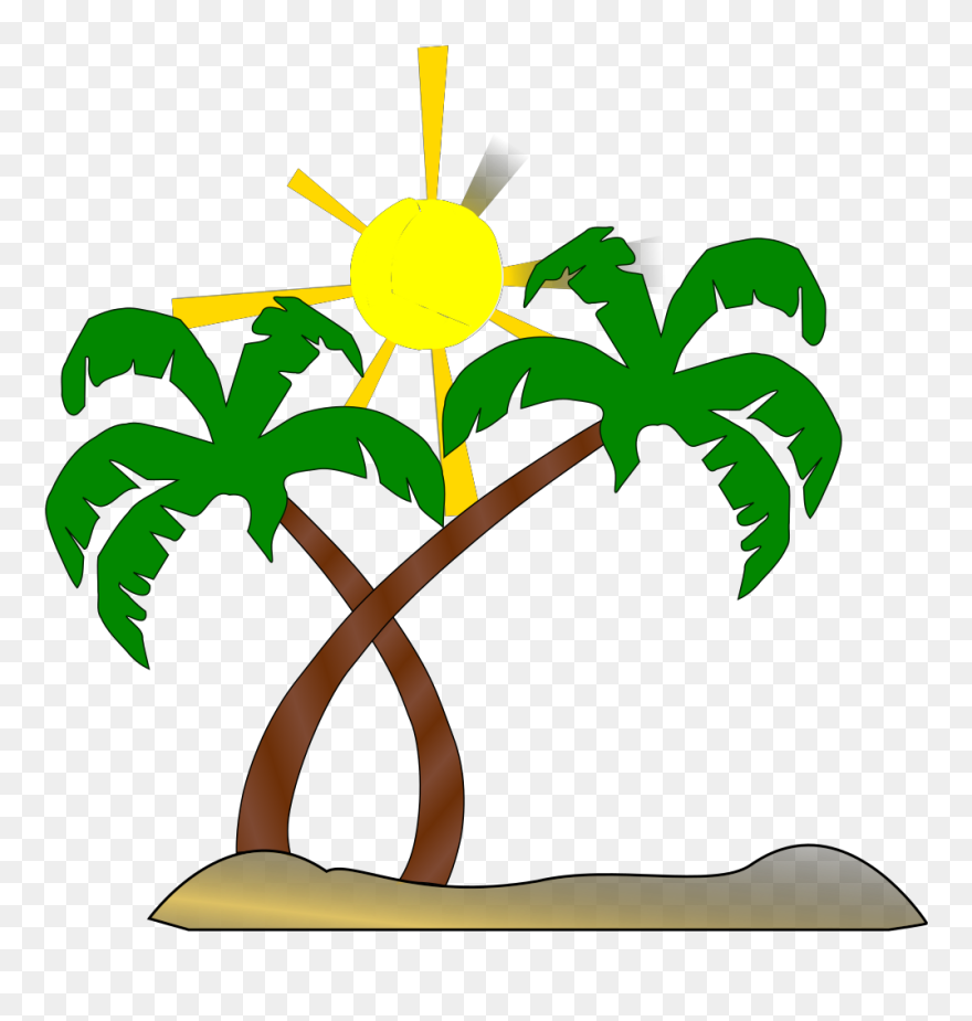 Palm Tree Beach Clipart - Png Download