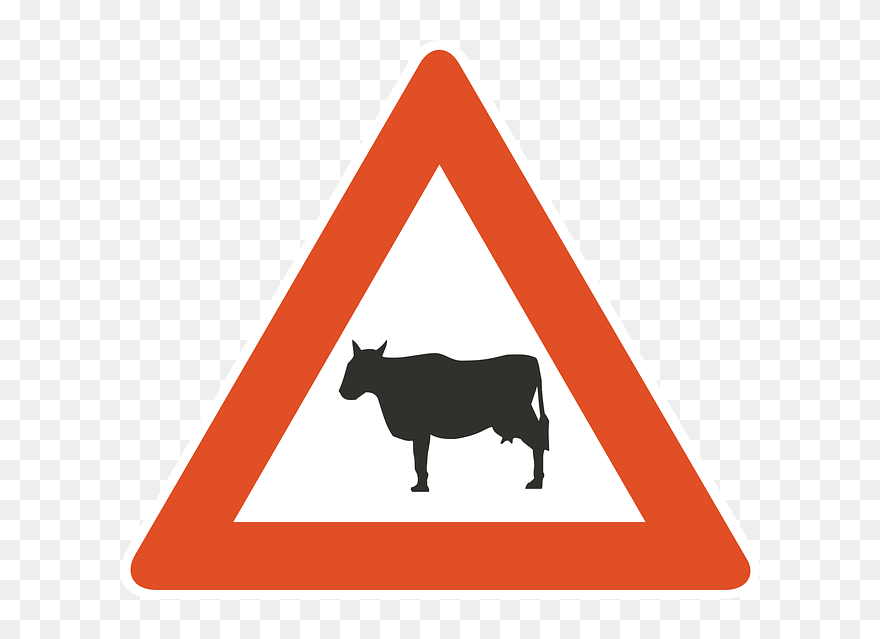 Sign, Symbol, Triangle, Cattle, Road, Information - Roundabout Ahead Clipart