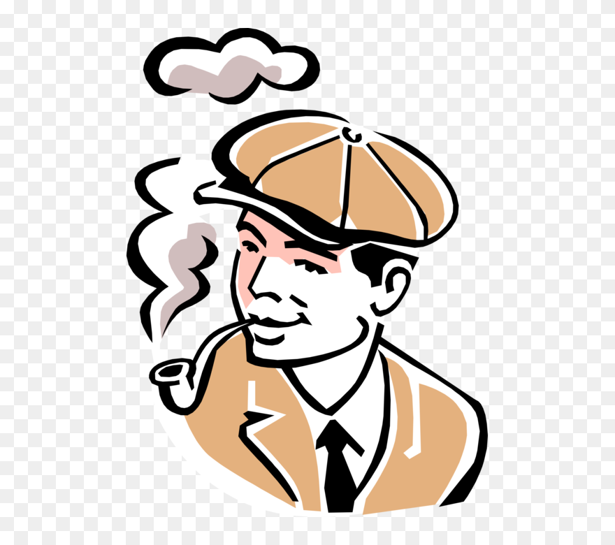 Vector Pipe Smoking - Cartoon Man Smoking Pipe Clipart
