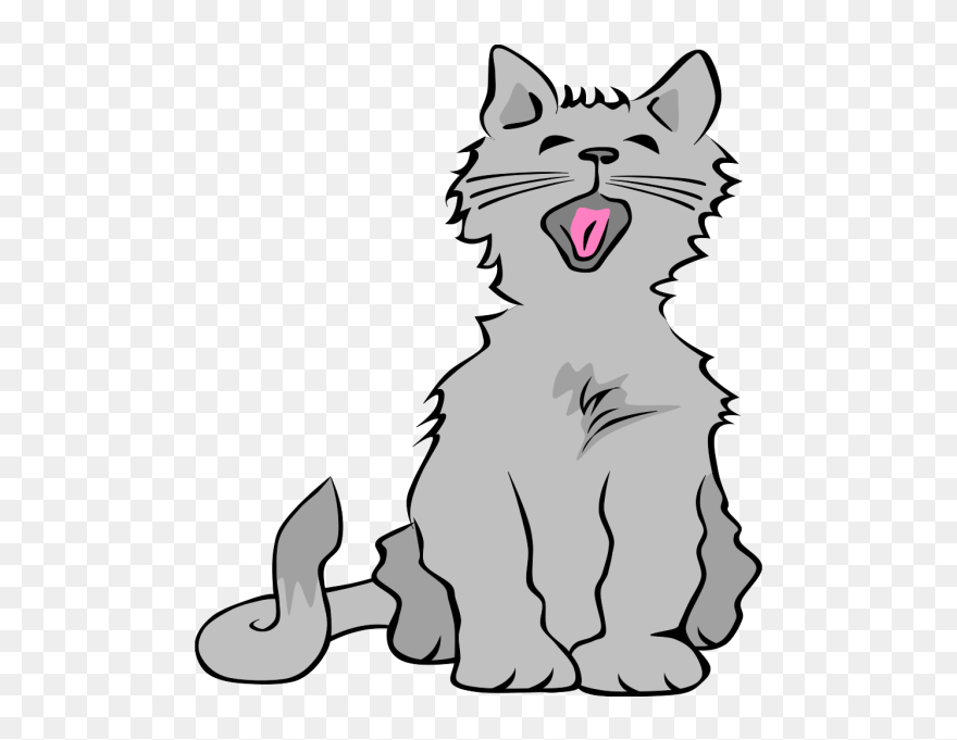 Gray Yawning Kitty Png Icons - Clipart Cat No Background Transparent Png