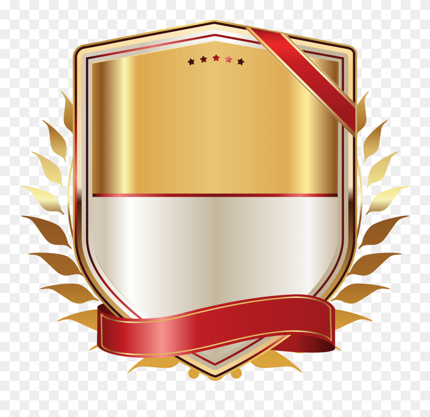 Golden Label With Gold Ribbon Png Clipart Image - Ribbon Design Png Emblem Transparent Png