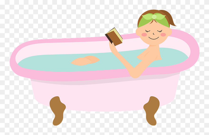 Bathing Woman Reading Book Clipart - Bathtub - Png Download