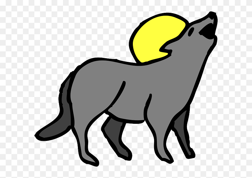 Moon, Sun, Cartoon, Animal, Coyote, Howling - Clip Art Coyote - Png Download