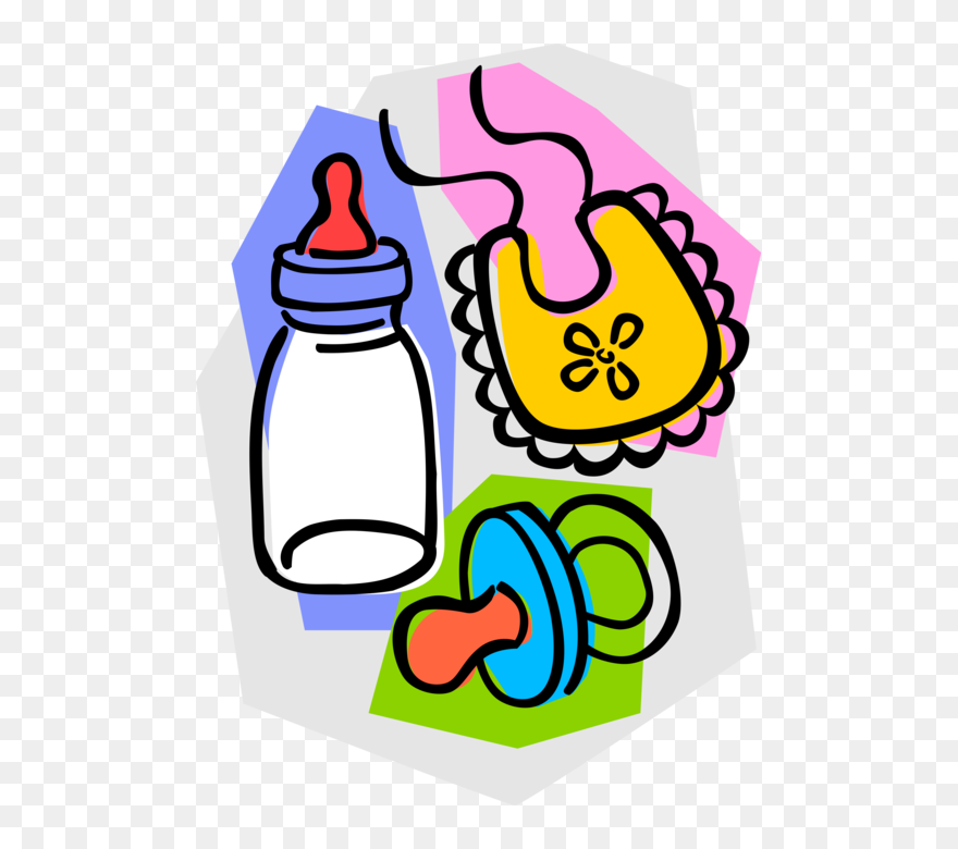 Bottle With And Bib - Baby Pacifier And Bottle Clipart - Png Download
