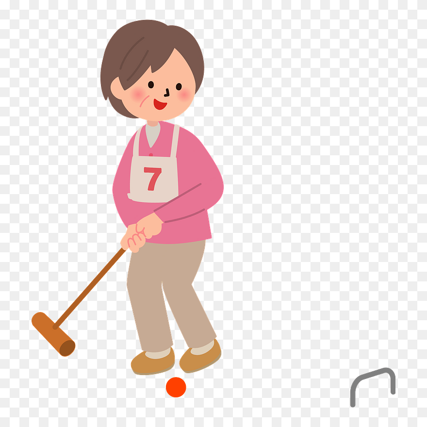 Senior Woman Gateball Sports Clipart - Cartoon - Png Download