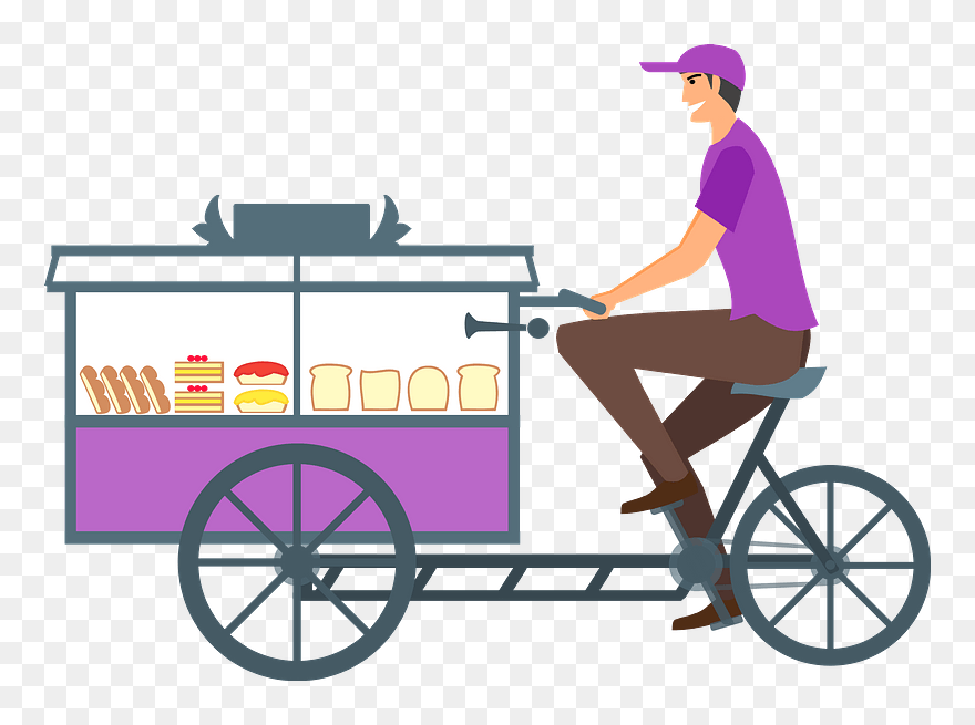 222 1036 Bread Seller With Cart Clipart - Bread Seller Clipart - Png Download