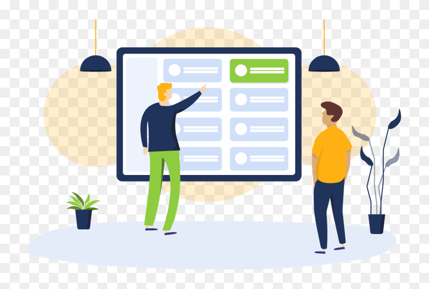 A Person Pointing To A Screen And Explaining Something Clipart