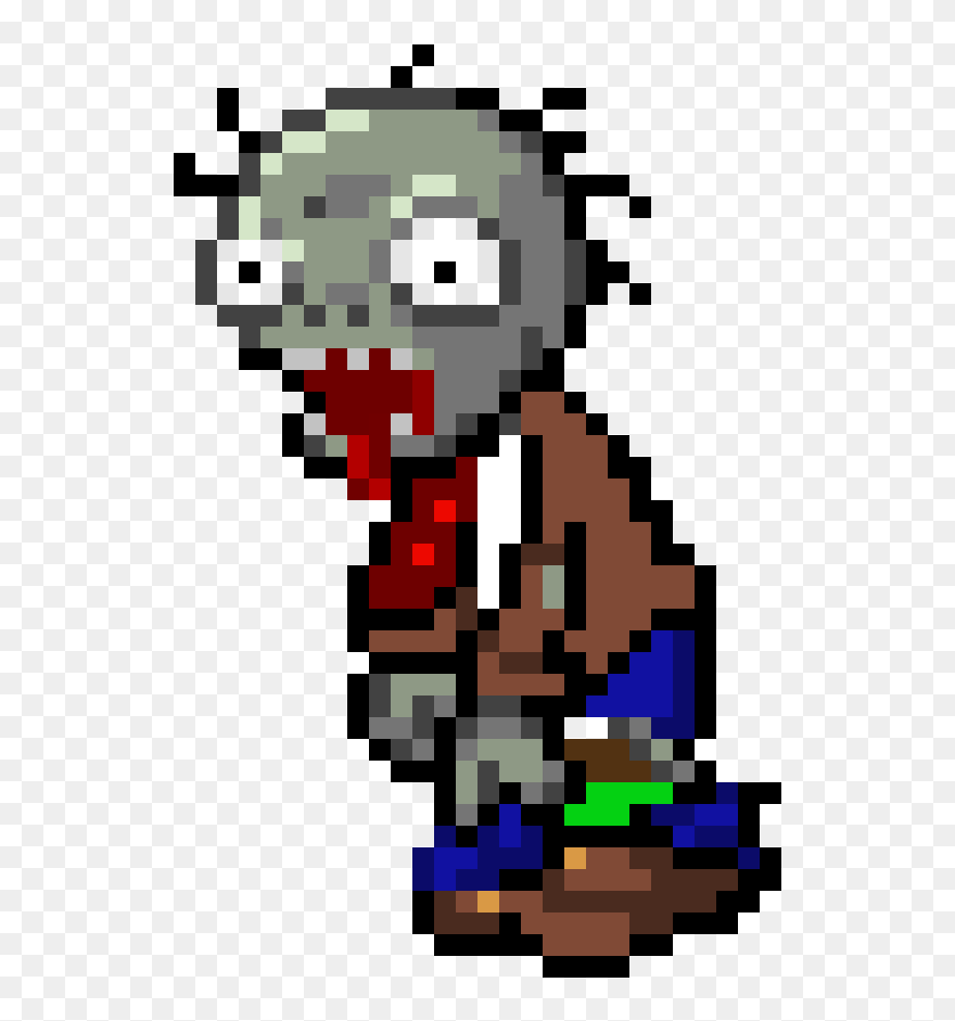 Zombies Peashooter Pixel Minecraft - Plants Vs Zombies Zombie Pixel Art Clipart