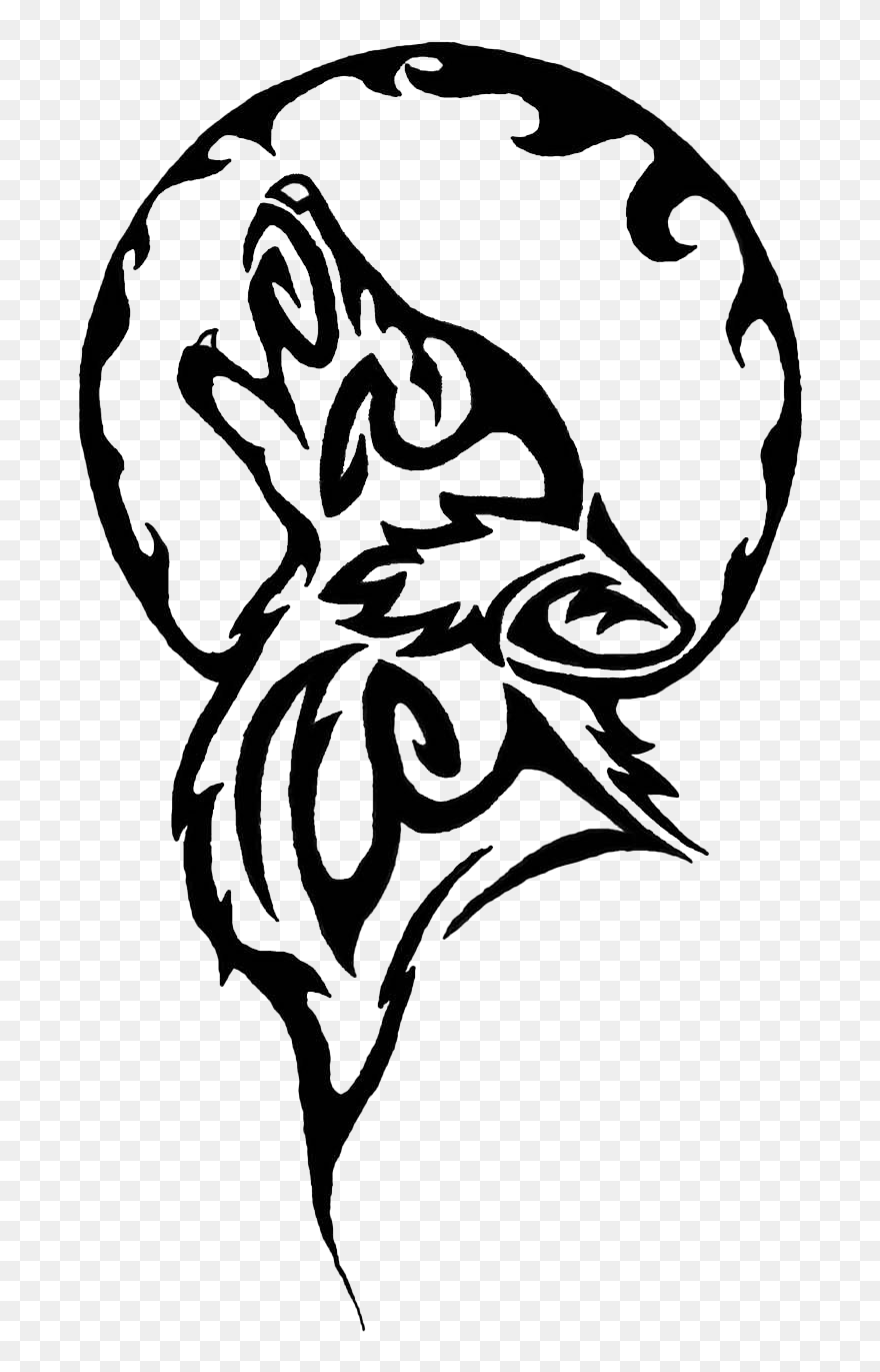Tribal Tattoos Png Image Free Download - Wolf Howling At The Moon Coloring Pages Clipart