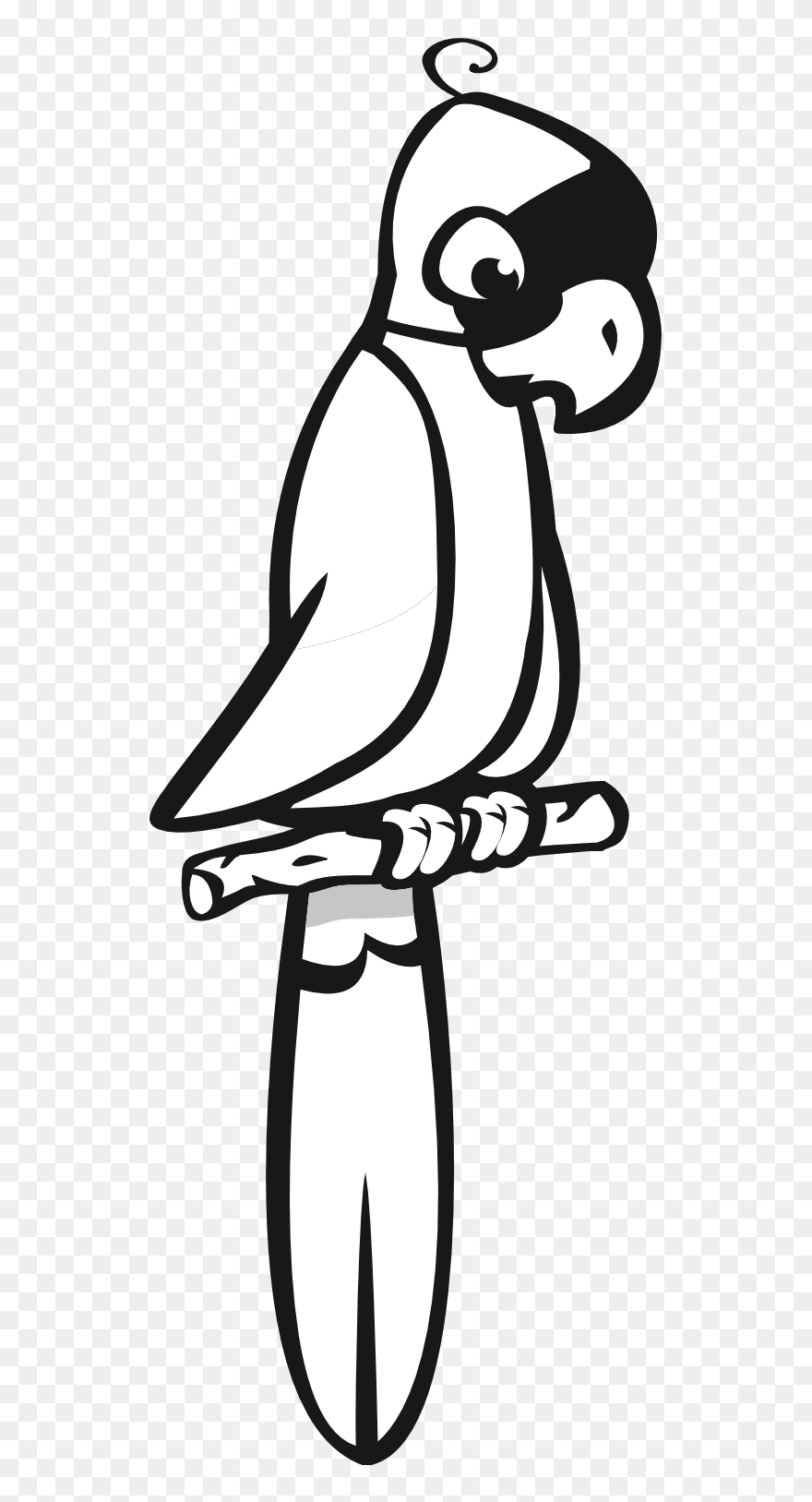 Parrot - Clipart - Perch Black And White Clipart - Png Download