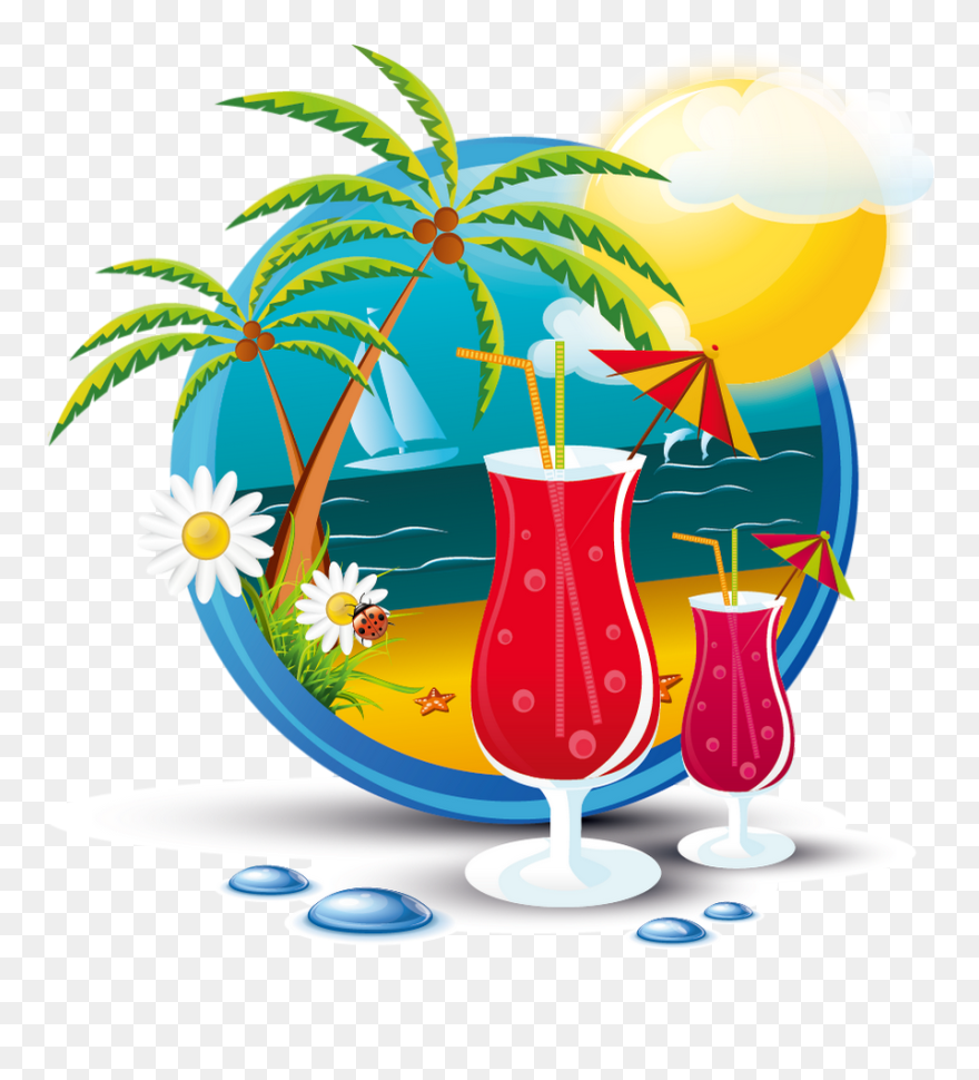 Clipart Of Beach Drink - Png Download