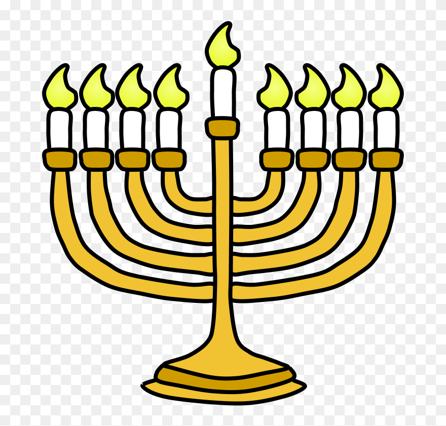 Menorah, Hanukkah, Yellow, Gold, Fully Lit - Menorah Transparent Clipart