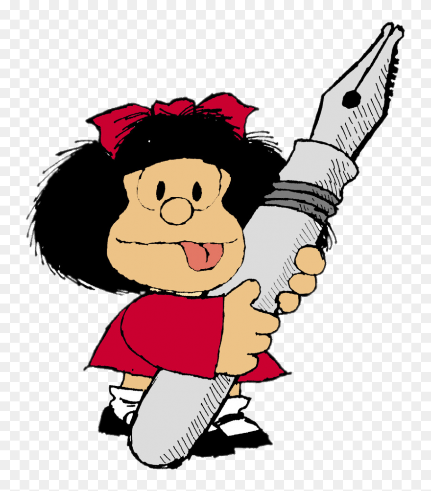 Mafalda Holding Giant Pen - Mafalda Png Clipart