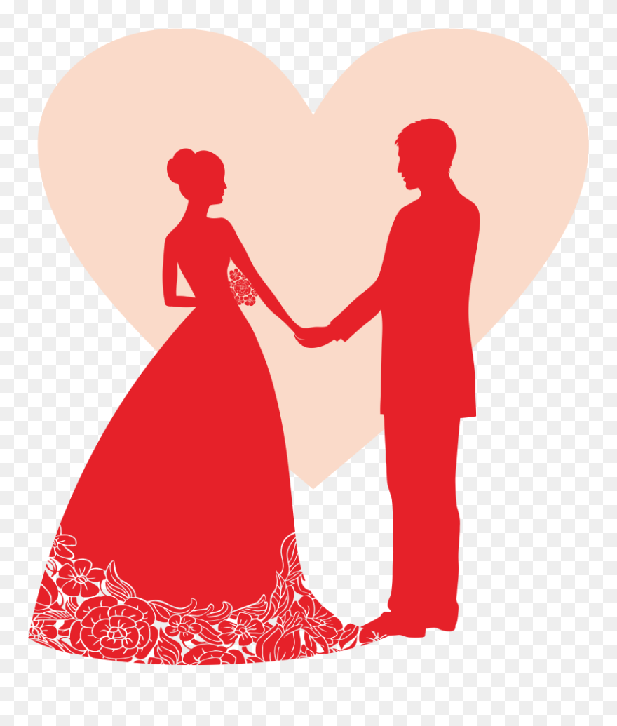 Wedding Invitation Wedding Reception Banner Party - Bride And Groom Silhouette Png Clipart