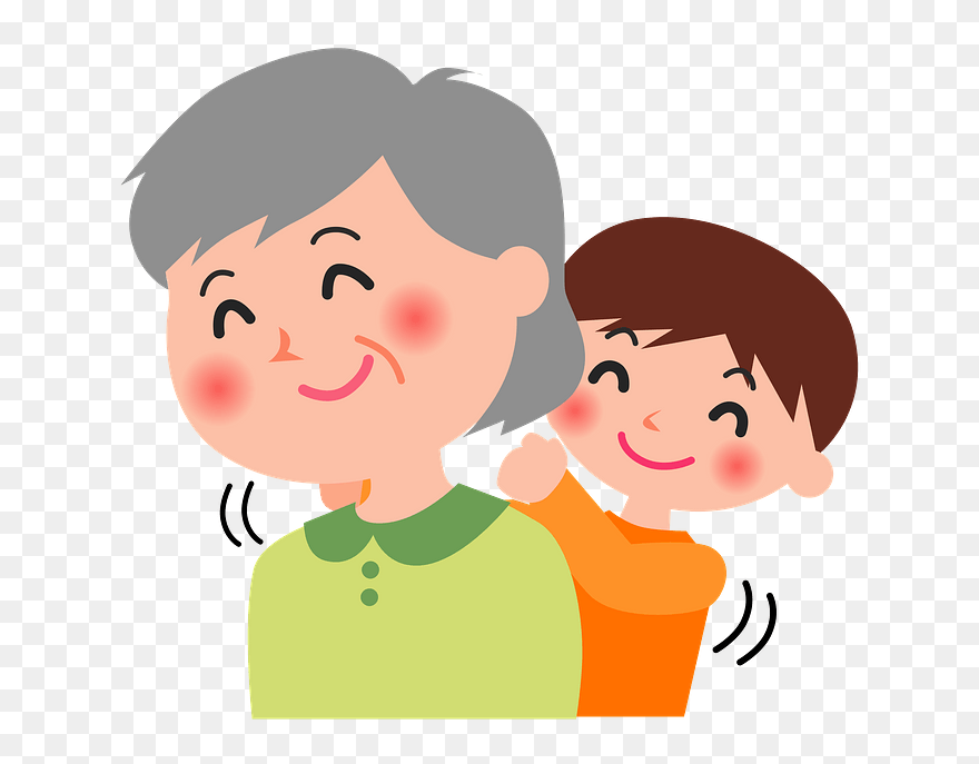 Grandmother Grandson Clipart - 肩 を たたく イラスト - Png Download