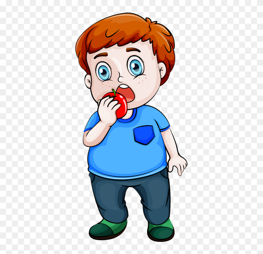 Cartoon Eating Apple Clipart