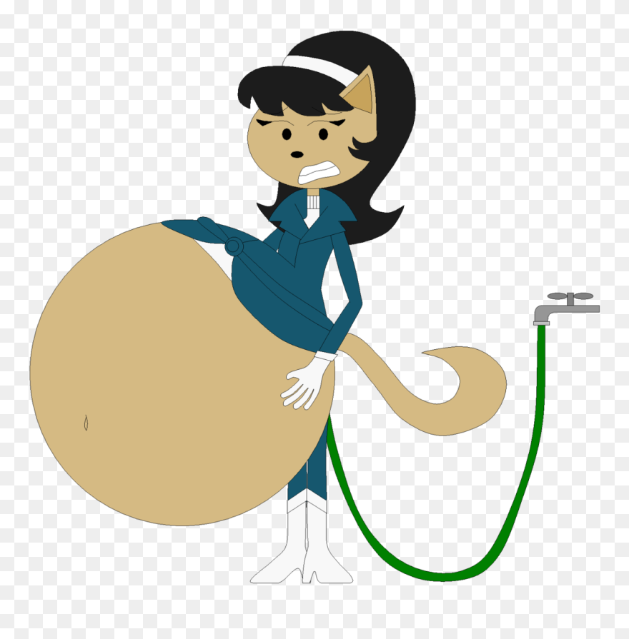 Stomach Clipart Flat Stomach - Big Belly Inflation Girls Cartoon - Png Download