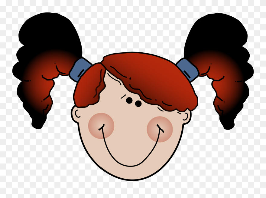 Kid Girl Ponytails Cartoon Clipart