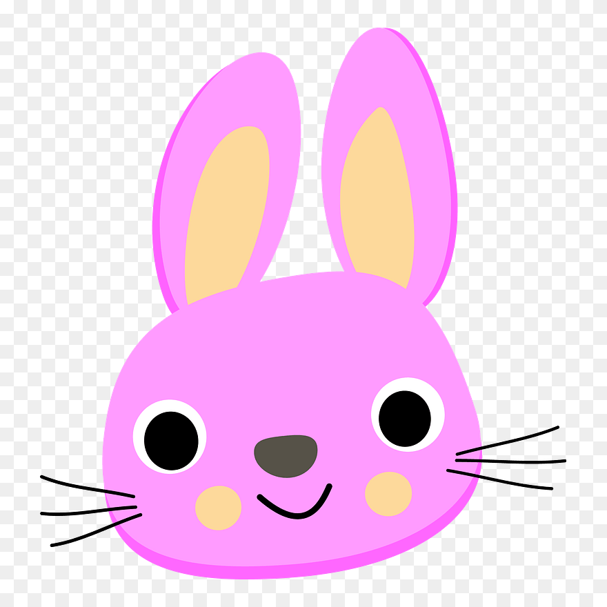 Pink Rabbit Face Clipart - Pink Bunny Clip Art - Png Download