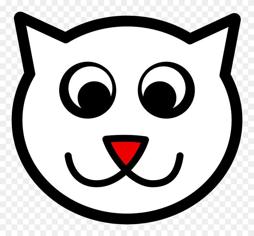 Cute Cat Face Clipart - Cat Face Clipart Black And White - Png Download