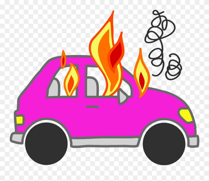 Cars On Fire Clipart - Cartoon Car On Fire - Png Download