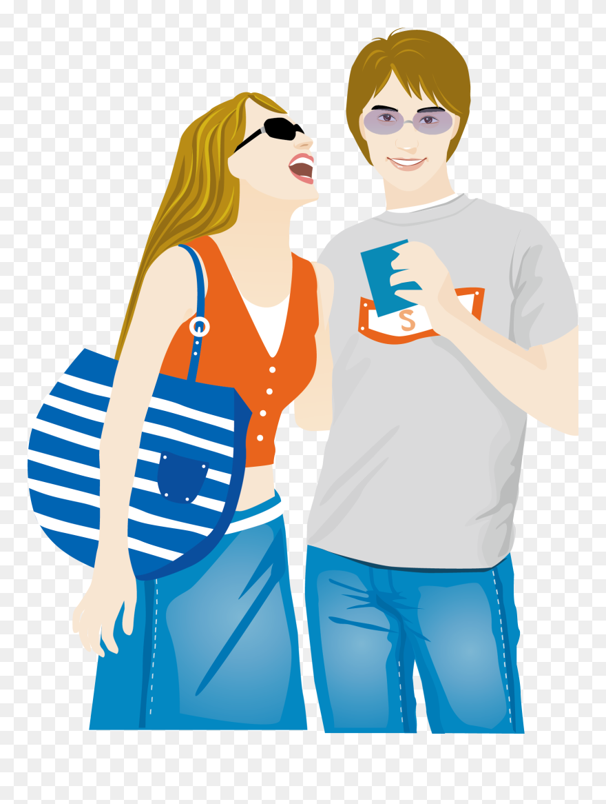 Shopping Transparent Couple - Couple Shopping Cartoon Png Clipart