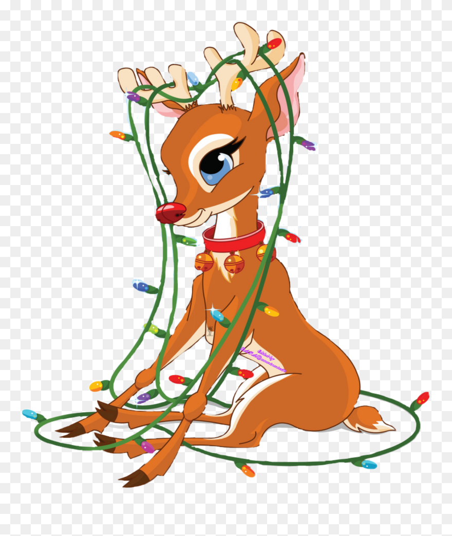 #christmaslights #challenge #christmas #december #deer - Rudolph With Lights Clipart