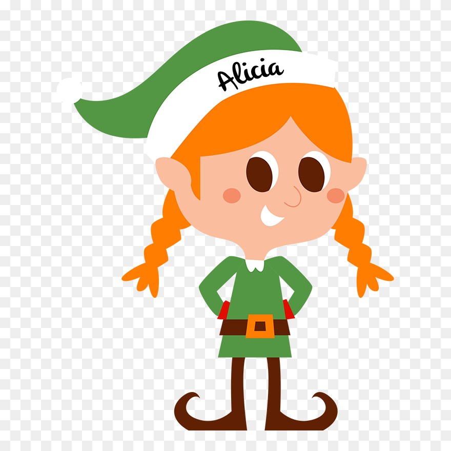 Female Elf Customisable Christmas Sticker - Cartoon Clipart
