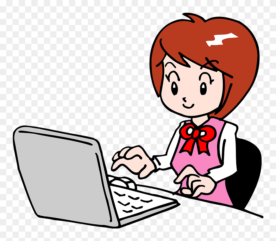 Business Woman Laptop Computer Clipart - Cartoon - Png Download