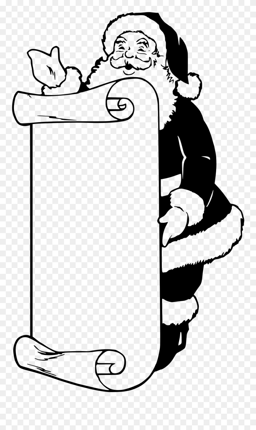 Santa Claus Black And White Clip Art - Png Download