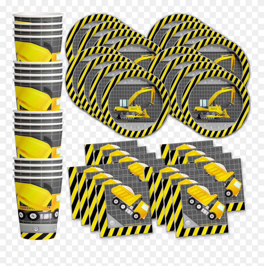 Construction Trucks Birthday Party Supplies Clipart