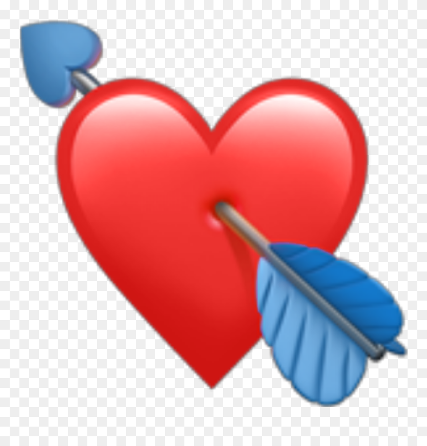 Red Emoji Heart Redheart Cupidon Redemoji Arrow Heartan - Heart With Arrow Emoji Png Clipart