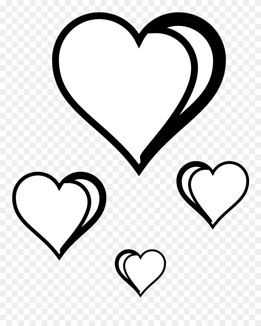 Line Of Hearts Clip Art - Love Heart Clipart Black And White - Png Download
