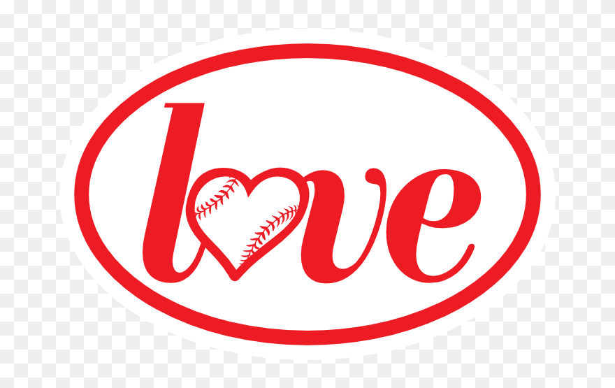 Custom Love Baseball Or Softball Oval Sticker - Graphic Design Clipart