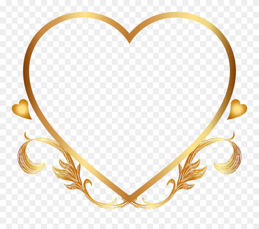 Drawing Photography Clip Art - Golden Heart Frame Png Transparent Png