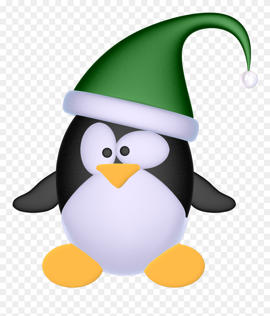 Penguin With Green Hat Clipart - Png Download