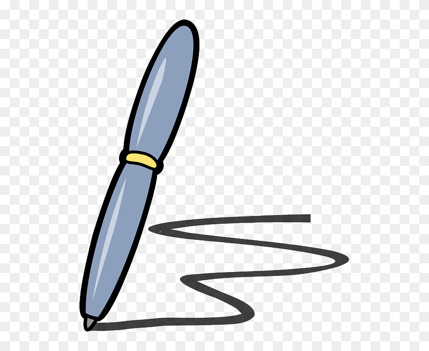 Ink, Point, Blue, Paper, Pen, Pencil, Office, Ballpoint - Cartoon Pen And Pencil Clipart