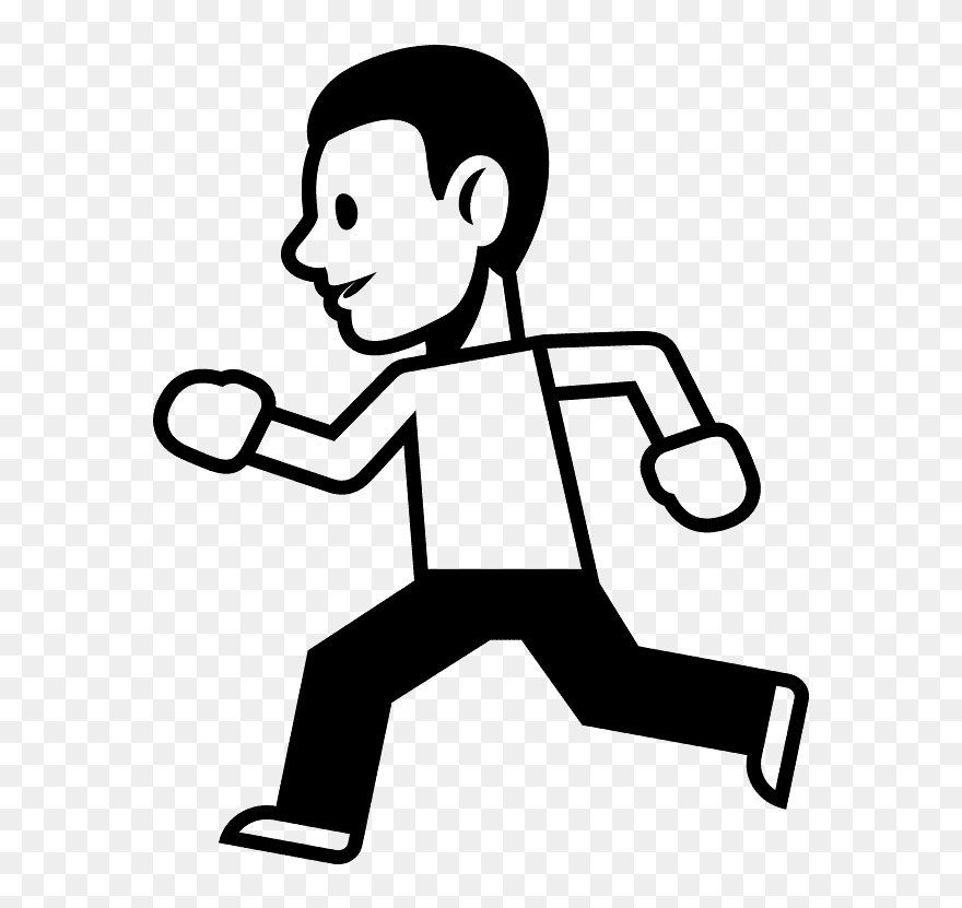 Person Running Emoji Clipart - Sport Emoji Black White - Png Download