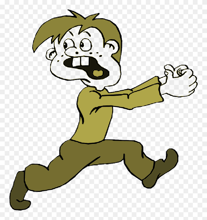 Kid, Boy, Fear, Afraid, Child, Running, Running Away - Example Pictures Of Verbs Clipart