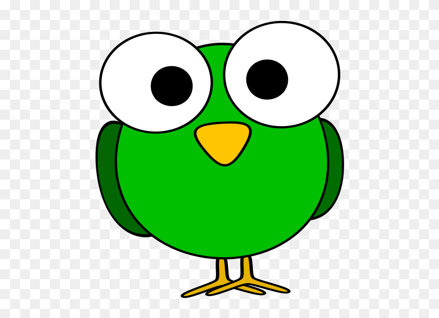 Green Large Eyed Bird Image - Clipart Funny Bird - Png Download