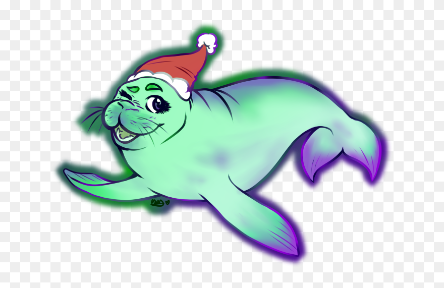 Tinsel The Manatee - Cartoon Clipart